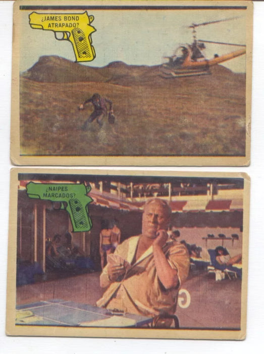 Figuritas Tarjetones Coleccionables James Bond 1968 Collectible Cards Figurines Card Numbers n°92 & n°111 (2 count)