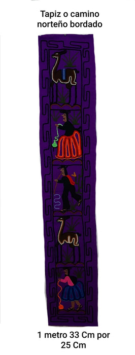 Corazón Norteño | Authentic North Argentine Style Violet Tapestry for Home Decor | 1.33 m x 25 cm