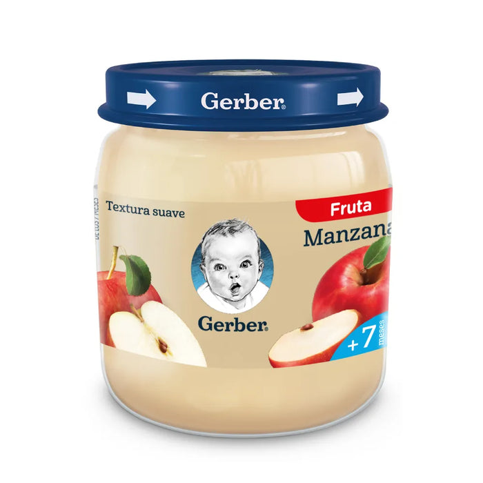 Puré de Manzana Gerber | Apple Puree - Nutrient-Rich Baby Food, 113 g Jar