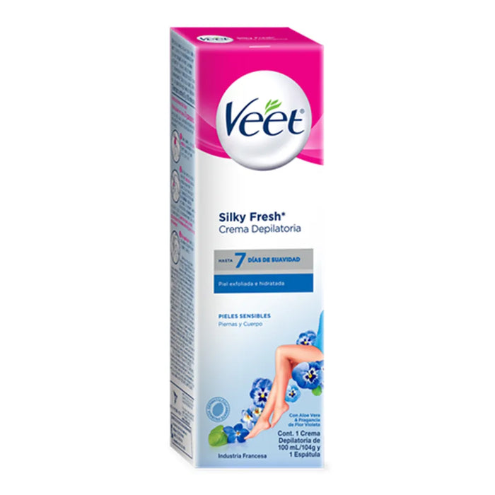 Veet Silk & Fresh Depilatory Cream - 100 ml, Crema Depilatoria Gentle Hair Removal for Sensitive Skin