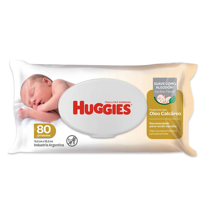 Huggies | Toallitas Húmedas Care & Nourish Baby Wipes - 80 Count | Calcareous Oil Formula, Gentle Hydration for Tender Skin