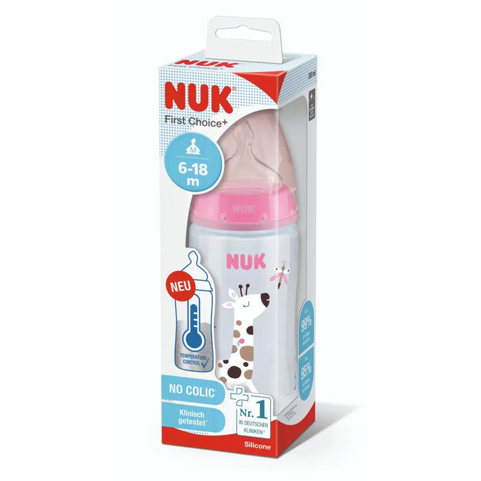 NUK Mamadera Giraffe Baby Bottle w/ Temperature Control - 300 ml