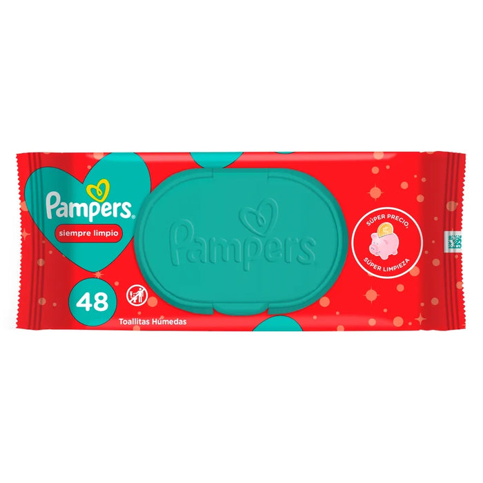 Pampers | Toallitas Húmedas Always Clean Wet Wipes - 48 Units | Gentle Cleansing, Freshness, Soft Care for Babies