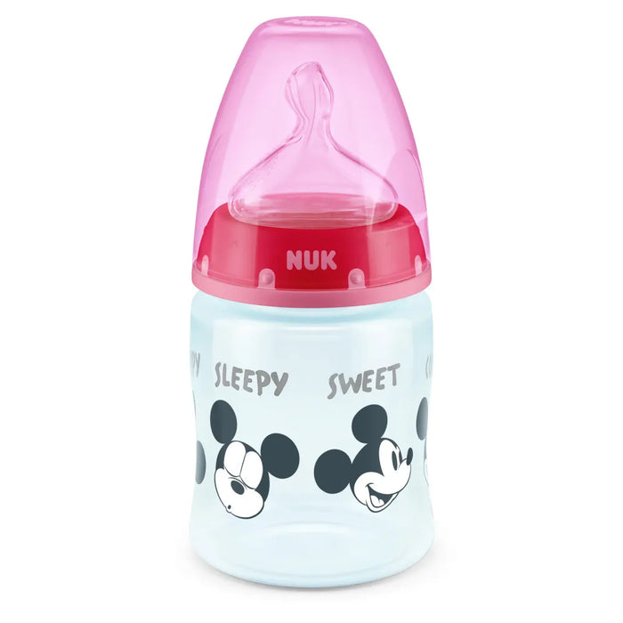 NUK Mamadera Red Disney Mickey Mouse Baby Bottle | 150 ml | Temperature Control, First Choice | BPA-Free