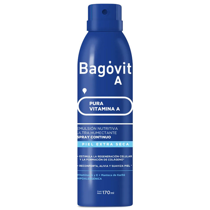Emulsión en Spray Continuo Bagóvit A para Piel Extra Seca - Hidratación Inmediata 170 ml