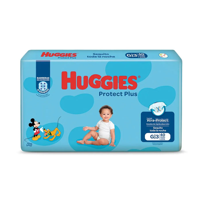 Huggies | Pañales Jumbo Protect Plus Diapers - Ultimate Comfort, Extra Absorbency | Bulk Pack for Happy Babies