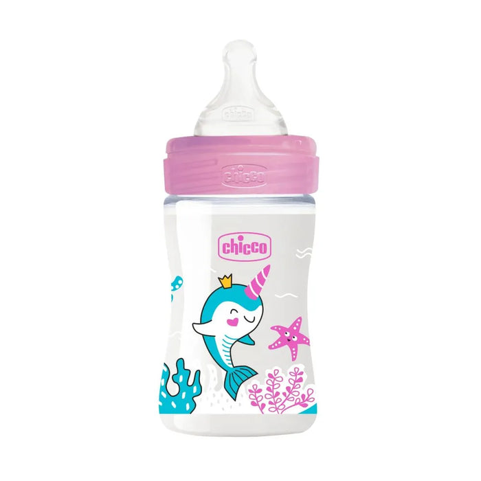 Chicco | Mamadera Well Being Girl Baby Bottle 150 ml - Gentle Feeding for Happy Moments