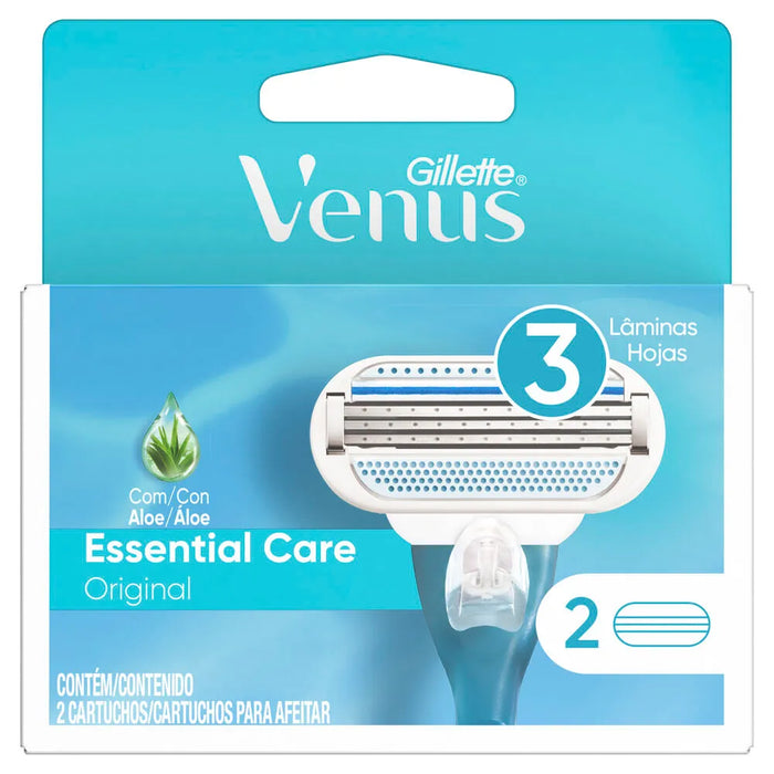 Venus Essential Care Aloe Razor Refills x 6 - Smooth Precision Shaving Blades with Extra Lubrication for Lasting Comfort