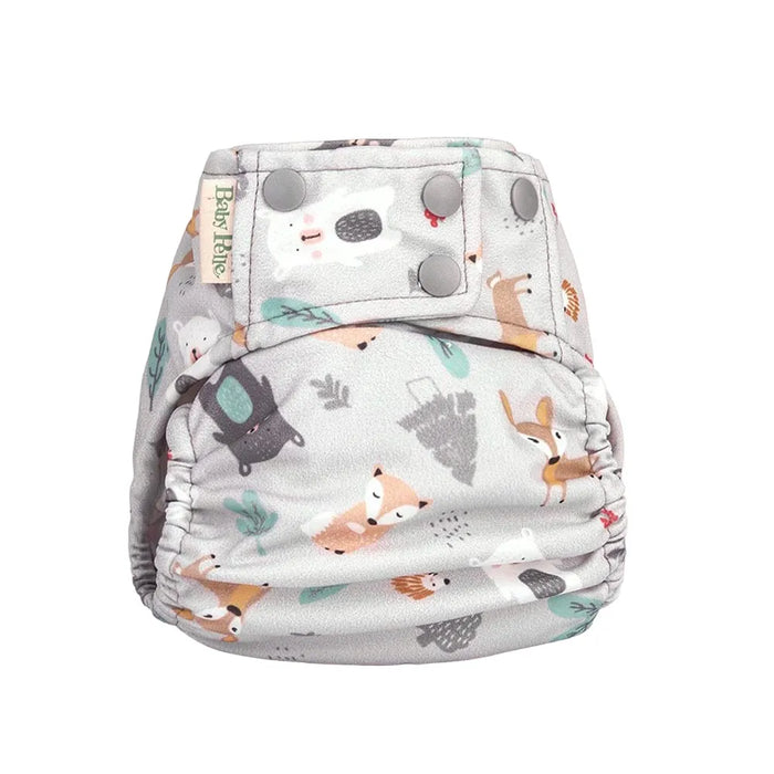 Baby Pell Pañal de Tela Cloth Diaper  - Gray Animal Snap Multisize, Eco-Friendly