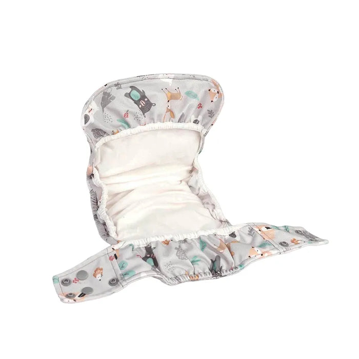 Baby Pell Pañal de Tela Cloth Diaper  - Gray Animal Snap Multisize, Eco-Friendly