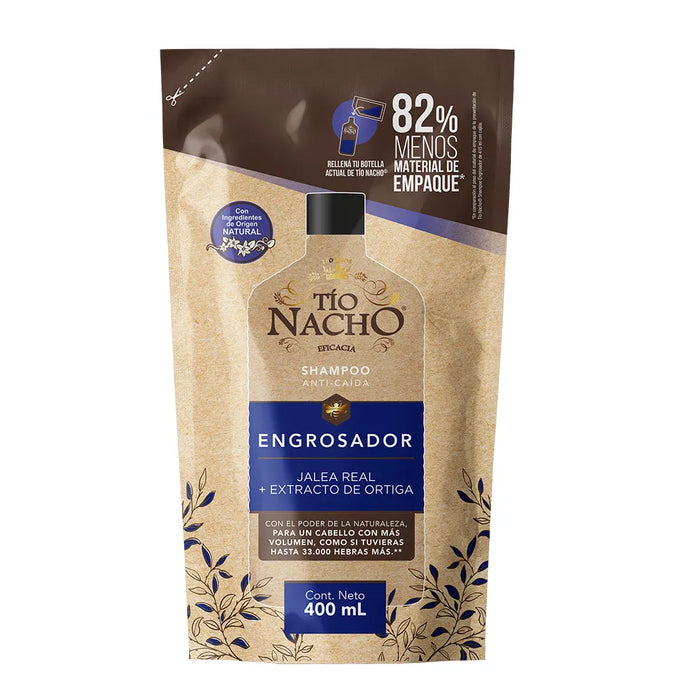 Tío Nacho Shampoo Engrosador Thickening Shampoo Refillable Doypack 400 ml - Royal Jelly + Nettle Extract