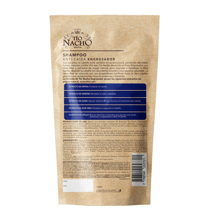 Tío Nacho Shampoo Engrosador Thickening Shampoo Refillable Doypack 400 ml - Royal Jelly + Nettle Extract
