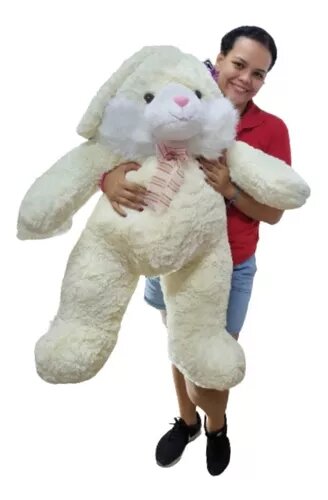 TS Giant Plush Rabbit, 90cm with Beige Bow - Perfect Companion for Play and Sleep
