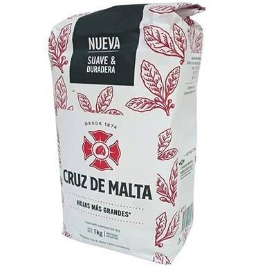 Cruz de Malta Yerba Mate Wide Leaf Wholesale Bulk Pack, 1 kg / 2.2 lb ea (6 count per pack)