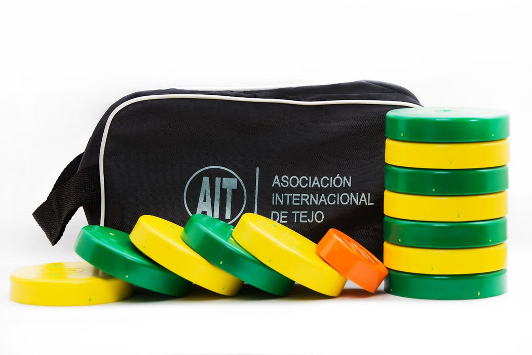 Official AIT Tejo Set. Professional Tejo endorsed by the Intentional Tejo Association - Green & Yellow Edition