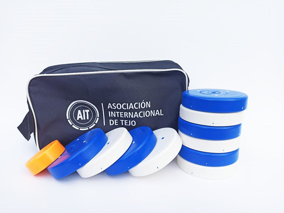 Set de Tejos Oficial AIT | Tejo Profesional avalado por la Asociación Intencional de Tejo - Edición Blanco y Azul
