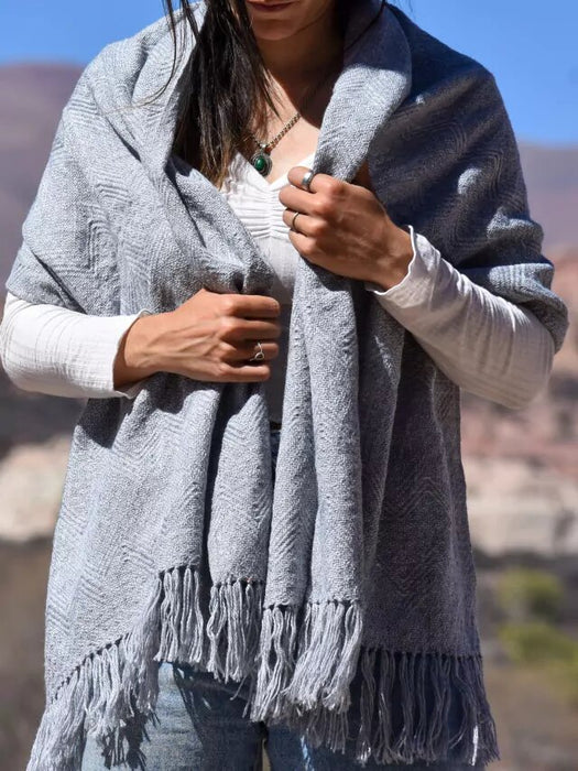 Handwoven Northern Wool Scarf | Humahuaca, Jujuy | Pashmina Norteño | Authentic Tejido Design (Beige)