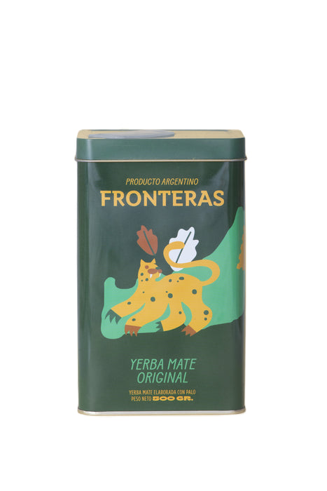 Fronteras Yerba Mate Original Can with Traditional Yerba Mate Flavor with Stems, 500 g / 1.1 lb