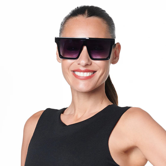 Infinit | Pampita's Stylish Black Gloss Sunglasses with Gray Degrade Lens – Ultimate Men's Eyewear