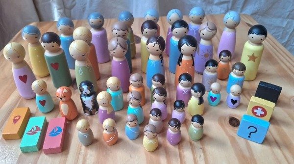 Personalized Peg Doll Set "Vincore" by Malka – 50-Piece Therapeutic Peg Dolls for All Ages, Handcrafted & Non-Toxic