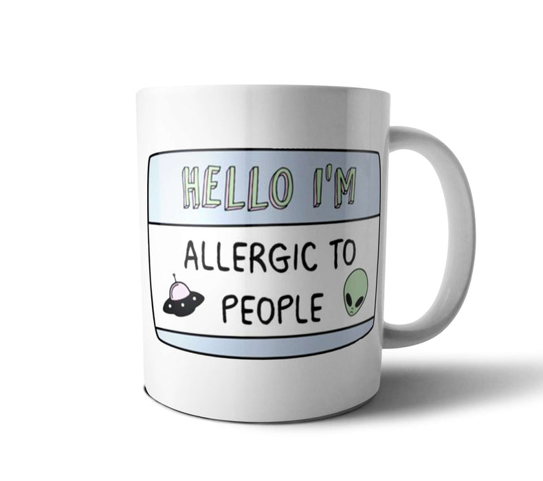 Punto Bizarro | Witty Quotes Ceramic Mug: Hello, I'm Allergic to People - Fun Phrases for a Unique Coffee Experience