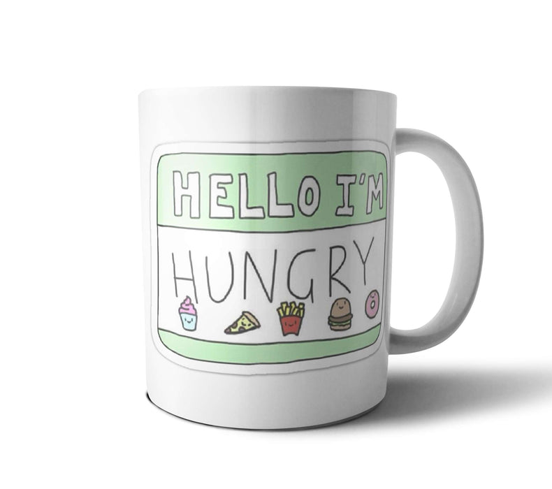Punto Bizarro | Witty Quotes Ceramic Mug: Hello, I'm Hungry - Fun Phrases for a Unique Coffee Experience