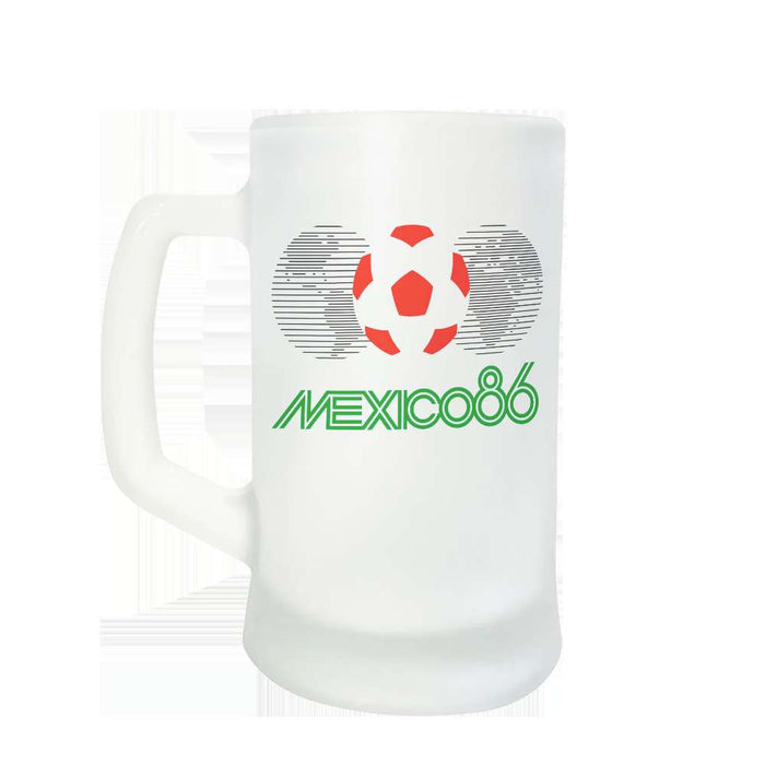 Vaso Chopp | Frosted Beer Mug - World Cup Soccer (Mexico '86) - Retro Football Collectible