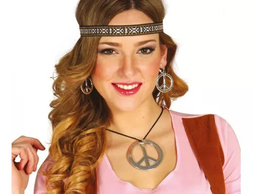 70s Costume Accessories Set - Hippie Earrings, Necklace, and Headband - Party Favors