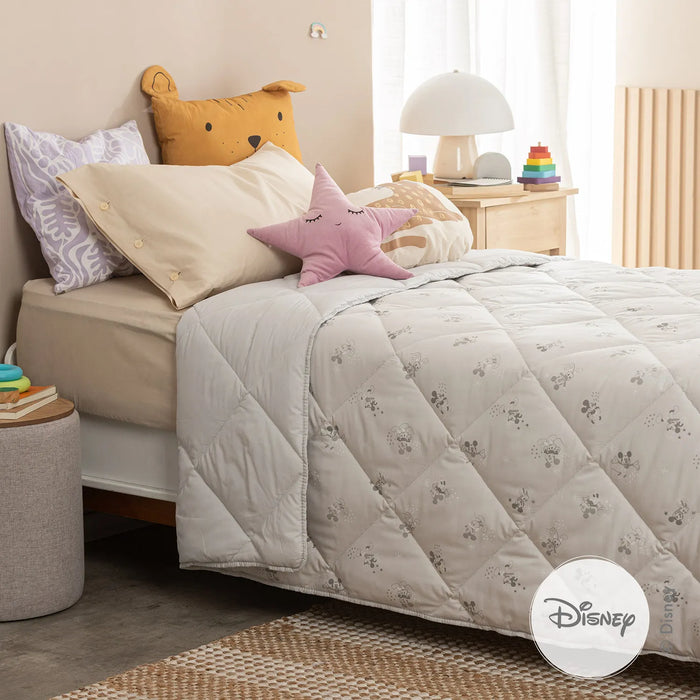 Fun Lines Mickey Single Quilt | Sleep Comfortably, 50% Cotton - 50% Polyester Blend, Rest Easy