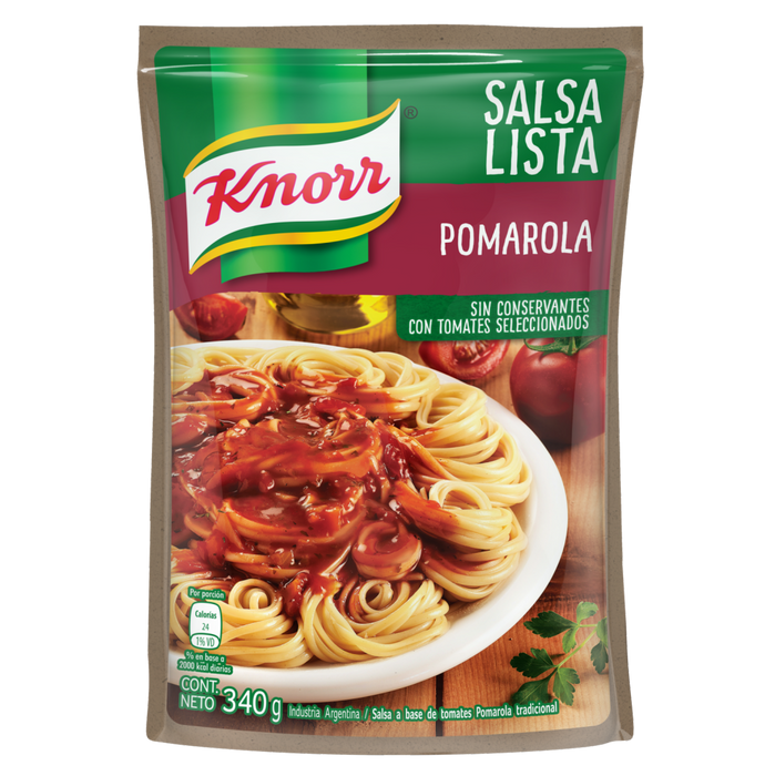Knorr Ready Sauce Pomarola Sauce Ready-to-use Classic Tomato Sauce - No Added Preservatives, 340 g / 1 1.99 oz Bag