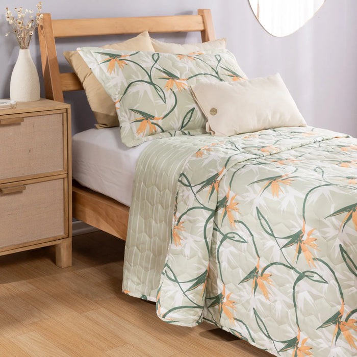 Arredo | Twin Size Reversible Paradise Flower Bedspread 100% Polyester Synthetic Fiber Fill