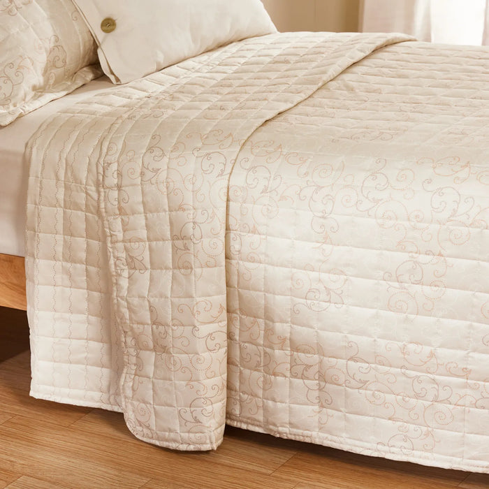 Arredo | Twin Size Reversible Spikes Dots Bedspread 100% Polyester Synthetic Fiber Fill