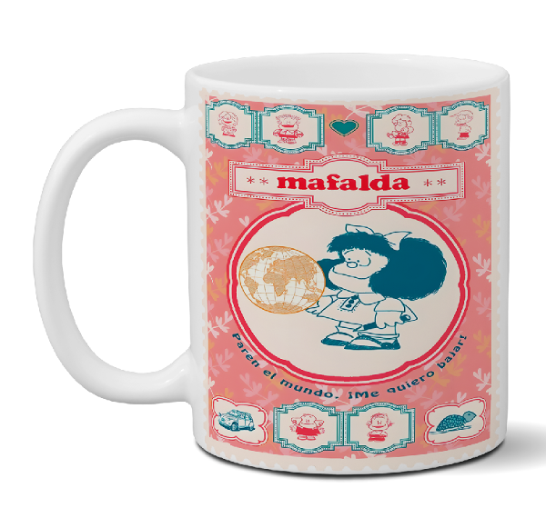 Taza de Cómic Argentino - Sello Mafalda Perfil | Impresión Serigrafía Coleccionable