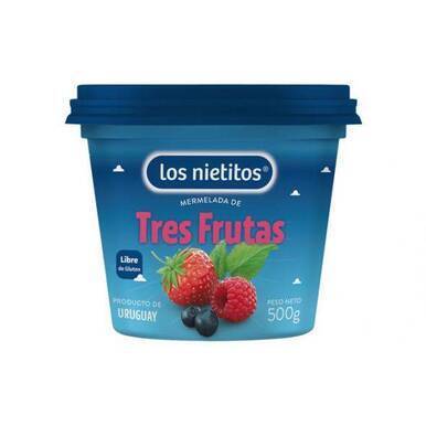 Los Nietitos Mermelada de Tres Frutas Clásica Classic Strawberry & Berries Marmalade From Uruguay, 500 g / 17.6 oz