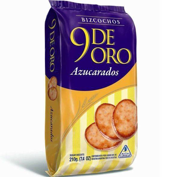 9 de Oro Biscuits with Sprinkled Sugar Bizcochos con Azúcar Traditional, 200 g / 7.1 oz (pack of 3)