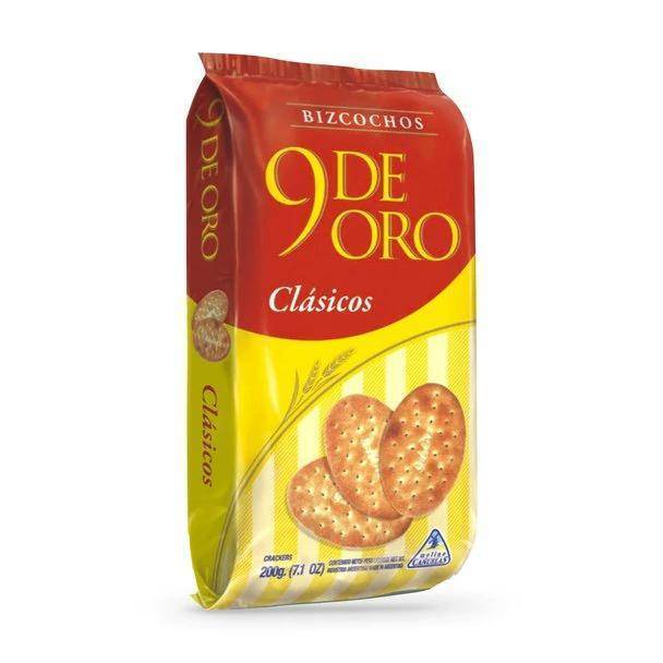 9 de Oro Classic Biscuits Tradicionais Bizcochos Salados, 200 g / 7,1 oz (pacote de 3) 