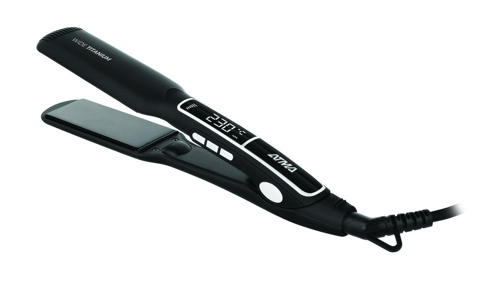 ATMA | Black Ionic Titanium Hair Straightener - Professional 230°F Styling | 220V