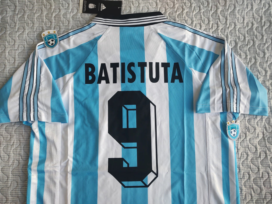Adidas Argentina Retro 1998 World Cup Jersey - Ortega 10 or Batistuta 9 Edition