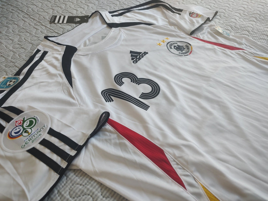 Germany No13 Ballack White Home Long Sleeves Soccer Country Jersey