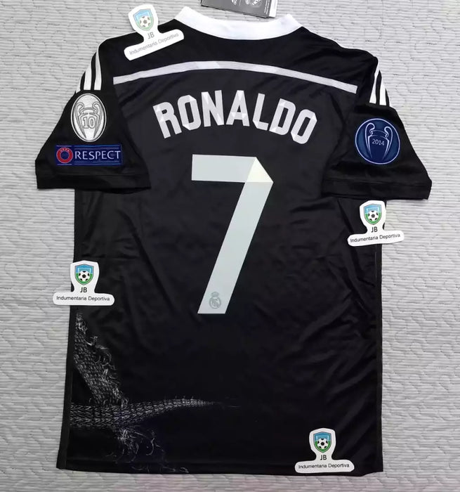 Adidas Real Madrid Retro 2014-15 Black Dragon Ronaldo 7 Away Jersey - Champions League Edition
