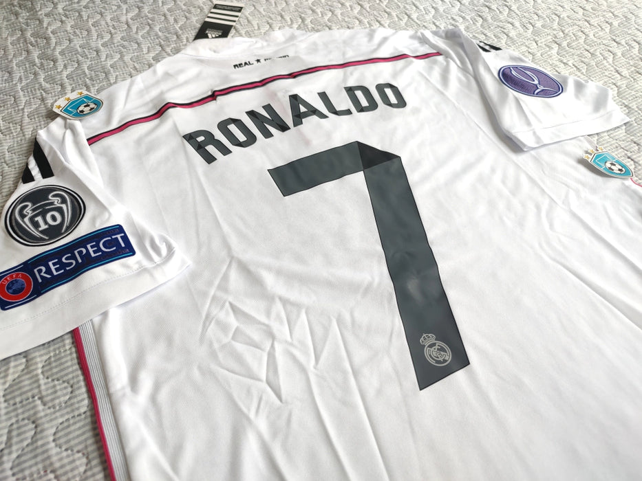 Adidas Real Madrid Retro 2014-15 Home Jersey with Ronaldo 7 - Authentic Tribute to UEFA Super Cup 2014 Final
