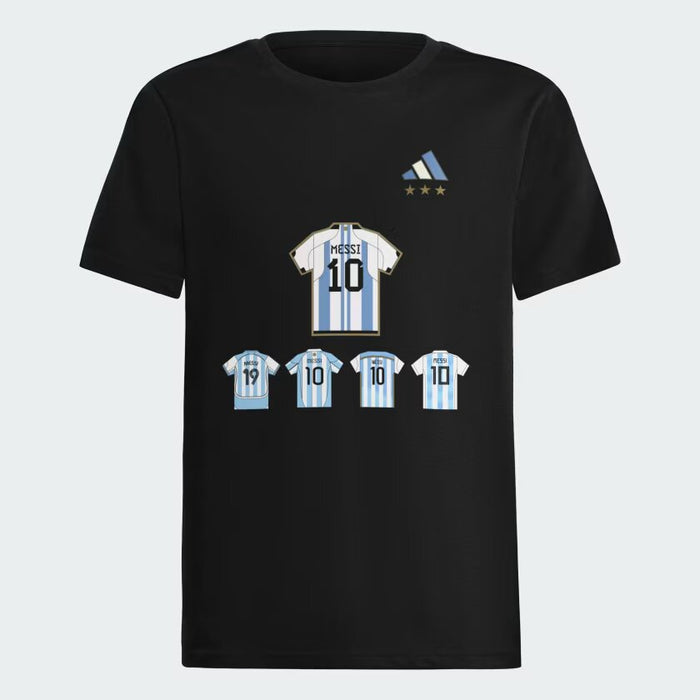 Adidas: Messi's 5 World Cup Jerseys - AFA WC Anniversary Tee for Boys