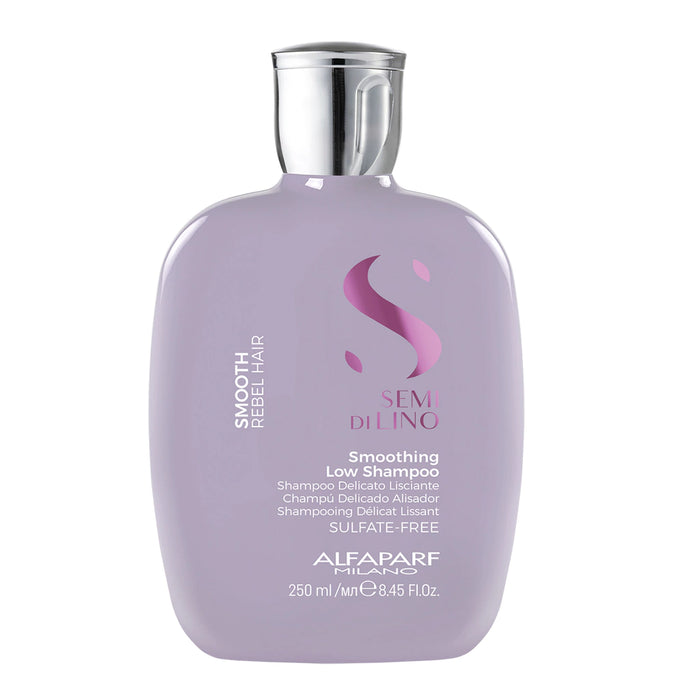 Alfaparf Semi di Lino Smoothing Low Shampoo - Gentle Cleansing for Rebel Hair, Frizz-Free Smoothness - Professional Hair Care, 250 ml / 8.45 oz