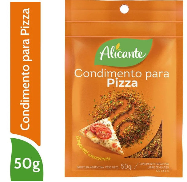 Alicante Condimento Para Pizza Mixed Spices Ideal for Pizza Paprika, Oregano, White Pepper, Laurel & Ground Chile, 50 g / 1.76 oz zipper pouch (pack of 3)