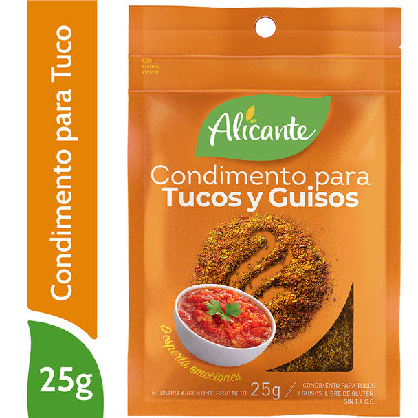 Alicante Condimento Para Tucos &amp; Guisos Mix de Especiarias Ideal para Molho de Tomate &amp; Clássico "Tuco", 25 g / 0,88 oz bolsa com zíper (pacote de 3) 
