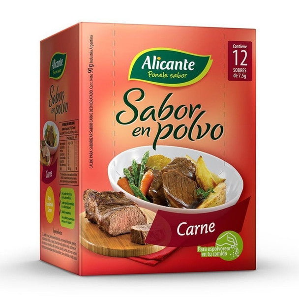 Alicante Sabor En Polvo Carne em Pó com Sabor de Carne Pronto para Usar Caldo de Tempero, 7,5 g / 0,26 oz ea 