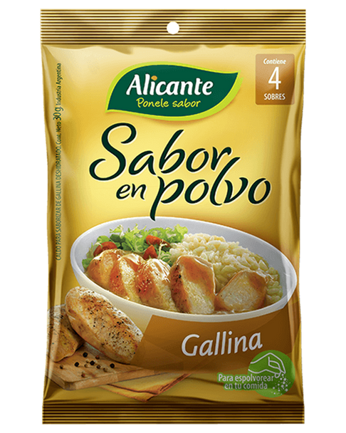 Alicante Sabor En Polvo Gallina Chicken Flavored Powder Ready To Use Seasoning Broth, 7.5 g / 0.26 oz ea