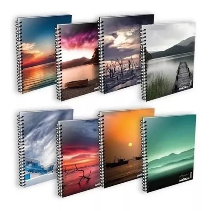 America University Notebook Set - Terra Design - Ruled/Squared - Spiral-Bound - 5-Pack