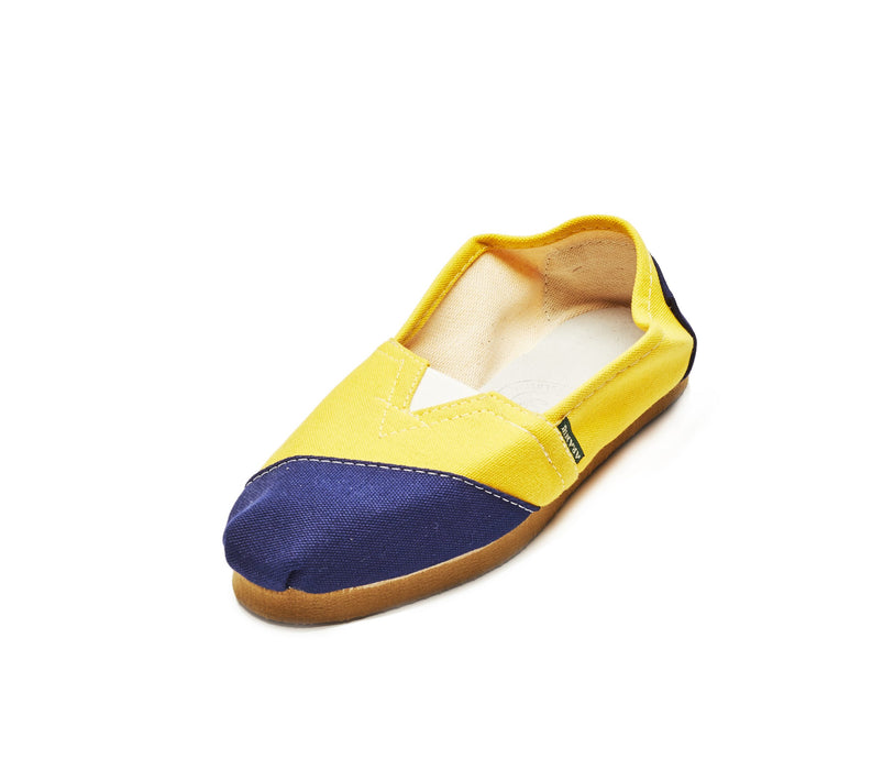 Arandu Reinforced Alpargatas: Blue & Yellow - Durable Comfort for Organic Style