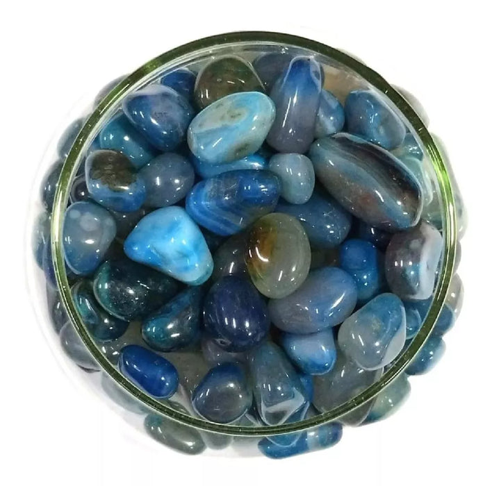 Arcana Caeli | Premium Rolled Blue Agate Stone - Natural Healing Crystal | Price for 100g